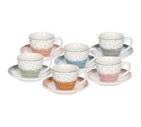 Tognana Sienna, Pack de 6 tasses à café avec soucoupes, New Bone China, multicolore