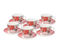 Tognana Sweet Christmas Lot de 6 tasses à thé avec assiette, porcelaine, rouge
