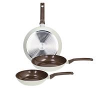 Tognana Tunnia, Lot de 3 poêles 20/24/28 cm, aluminium forgé, beige