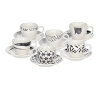 Tognana Zenith, Pack de 6 tasses à café avec soucoupes, porcelaine, noir