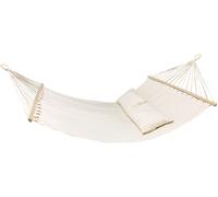 TOI ET MOI HAMAC BLANCO AVEC TOILE DE COTON ET BÂTONS DE SUPPORT EN BOIS
