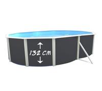TOI Piscine hors sol ovale Magnum compact - 550 x 366 x 132 cm - Gris anthracite (Kit complet piscine, Filtre, Skimmer et