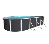 TOI Piscine hors sol ovale Mallorca - 730 x 366 x 120 cm - Gris anthracite (Kit complet piscine, Filtre, Skimmer et échelle)