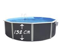 TOI Piscine hors sol ronde Magnum compact - 460 x 132 cm - Gris anthracite (Kit complet piscine, Filtre, Skimmer et échelle)