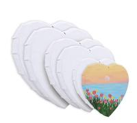 Toile à Peindre en Forme de Cœur, 6 Pièces avec Cadre en Bois, Toile Coton 4/6/8 Pouces, Ensemble pour Acrylique, Huile, Art, Déco et Cadeau Créatif (Blanc)