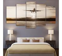 Toile Art Mural 5 Pièces Toile 5 Tableaux Avion Au Coucher Du Soleil Sans Cadre 100 X 50 Cm 5 Panneau Mural Art Image Home Decor Pour Salon Photo Sur Toile Poster Des Illustrations