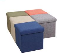 Toile Boîte de rangement Banc de repos intérieur Tabouret pliable Siège ottoman Footstools - Bleu foncé