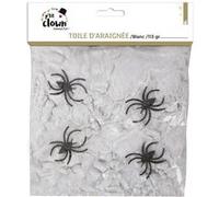 Toile d'araignée décorative blanche de 113grs + 6 araignées pour la fête d'Halloween (x1) REF/32000 blanc et noir G
