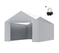 Toile d'auvent de rechange abri de voiture-VEVOR-6,1 x 3,7 m, bâche de garage paroi latérale-imperméable protégée contre UV, gris