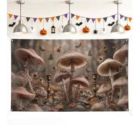 Toile de fond champignon, nature fantaisie, papillon, fleur, automne, marron, décorations de fond pour maison, chambre, décoration murale, célébration, 180 x 109 cm