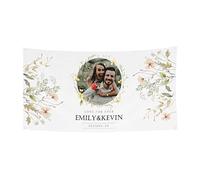 Toile de Fond d'Anniversaire de Mariage Personnaliser Affiche Photo Bannière pour Jeunes Mariés - 180 x 90 cm (70 x 35 pouces)