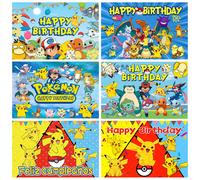 Toile de fond d'anniversaire Pokémon pour enfants, bannière décorative Pikachu pour fête d'anniversaire des garçons, cadeaux, accessoires de photomaton pour baby shower A048-13