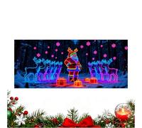 Toile de fond de porte de garage avec Père Noël - Décoration de Noël pour entrée - 210 x 480 cm - Panneau à suspendre - Réunions sur le portail avant - Toile en polyester - Fluorescente A