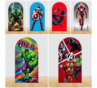 Toile de fond Marvel Avengers Iron Man Hulk Spider-Man pour fête d'anniversaire enfant garçon, décoration murale personnalisable avec nom, fournitures pour baby shower X08801