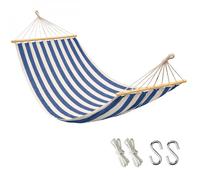 Toile de hamac 2 personnes 150 x 270 cm avec système d'attache - Blanc cassé, bleu - Linxor