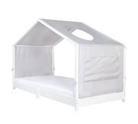 Toile de Lit Cabane - ROBA - 90 x 200 cm - Gris Clair - 2 Poches de Rangement - Fenêtre Ronde 52 cm