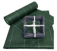Toile de paillage avec agrafes Longueur 50m Largeur 1 38m anti mauvaises herbes Coloris Vert 130gr m2 ZENLYS tissée Pack Lot