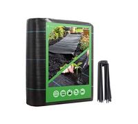 VOUNOT® Toile de Paillage 2Mx25M avec 50pcs de Piquets Contre Les Mauvais Herbes en Fibres de Polypropylène Tissées Anti-UV 100g/m2 Résistant Aux Déchirures Piquets de Fixation Fournis