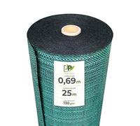 Toile de paillage tissée 130g/m² - Rouleau - Géotextile Anti-Mauvaises Herbes Haute résistance - Coloris Vert - Usage Jardin, allées, Cultures (0,69x25m)