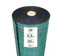 Toile de paillage tissée 130g/m² - Rouleau - Géotextile Anti-Mauvaises Herbes Haute résistance - Coloris Vert - Usage Jardin, allées, Cultures (3,3x25m)