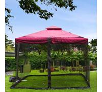 Toile de protection à rabats pour pergola, 3 x 3 m, toile de protection à rabats pour l'extérieur avec fermeture éclair, toile de protection anti-insectes pour pergola, terrasse, abri de jardin ou bal