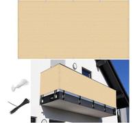 Toile de protection pour balcon avec brise-vue - Solution pour préserver l'intimité - Filet en HDPE résistant - 2,10 x 6,00 mètres - Couleur sable jaune