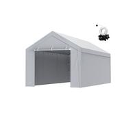 Toile de rechange abri voiture avec parois latérales 6,1x3 m Gris PE 210g/180g Imperméable UV