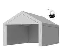 VEVOR Toile Rechange Carport, 6,09x3,65 m, Bâche Toit Abri Voiture, Couverture Tente Garage Portable, Résistante UV Imperméable, avec Parois Latérales, Cordons Élastiques Bille, Gris, Cadre Non Inclus