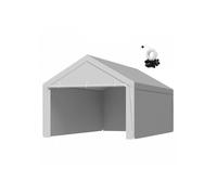 Toile de rechange pour carport 6 x 4 m en PE imperméable et anti-UV avec parois latérales et 92 cordons à billes grise
