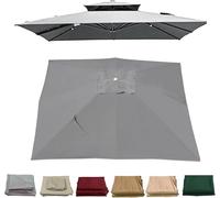 Toile De Rechange pour Parasol Carré - 7 Baleines, pour Parasol Décalé, Idéal pour Le Jardin, La Plage Et La Cour - Durable, Résistante Aux UV Et Facile à Installer Gris 3x3M Double Top