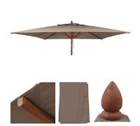 Toile De Rechange Pour Parasol De Restaurant En Bois Hwc-C57b, Housse De Parasol, Carrée 4 X 4 M, Polyester 6 Kg Taupe Marron