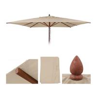 Toile De Rechange Pour Parasol De Restaurant En Bois Hwc-C57b, Housse De Parasol, Carrée 4 X 4 M, Polyester 6 Kg Crème Gris