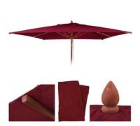 Toile De Rechange Pour Parasol De Restaurant En Bois Hwc-C57b, Housse De Parasol, Carrée 4 X 4 M, Polyester 6 Kg Bordeaux Rouge