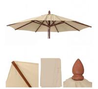 Toile De Rechange Pour Parasol De Restaurant En Bois Hwc-C57b, Housse De Parasol, Ronde Ø3m Polyester 2kg Crème Gris