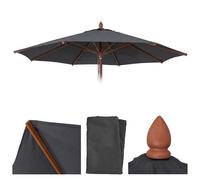 Toile De Rechange Pour Parasol De Restaurant En Bois Hwc-C57b, Housse De Parasol, Ronde Ø4m Polyester 4kg Anthracite Gris
