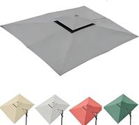 Toile De Rechange pour Parasol Rectangulaire 3 X 4 M - 8 Baleines, Toile De Parasol Déporté, Protection UV, Beige Double Face, Idéale pour La Piscine Et Le Jardin. Grey 3x4m(10' x 13') Double Top