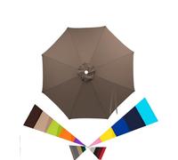 Toile de Remplacement Parasol 6/8 Nervures, Tissu Polyester Anti-UV 2,7m, Extérieur pour Jardin et Terrasse (Toile Seulement) Brun 2,7 m (pour 6 branches，longueur 52 à 53 po)