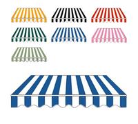 Toile de Remplacement pour Store Banne, Housse de Canopée Rayures Imperméable pour Patio, Balcon, Marché(Bleu,500x350cm/16x12ft)