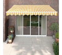 Toile de terrasse rétractable - Abri de terrasse - Protection solaire - Détente en extérieur - Tissu résistant aux UV - Dimensions : 35 x 25 mètres - Couleur : Jaune et blanc