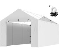 Toile de toit pour carport, idéale pour les parois latérales, dimensions 3 x 6 mètres, imperméable et résistante aux UV, montage facile avec des sangles. Protège les abris de voiture. Couleur : blanc 
