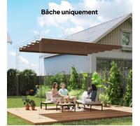 Toile de toit pour pergola tonnelle rétractable de 4 x 3 m - toile uniquement 350 x 260 cm café