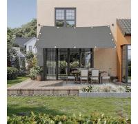 Toile d'ombrage 200 x 205 cm Protection UV, Anti-Déchirure, Coupe-Vent, Imperméable Voiles Ombrages Rectangulaire, Filet Ombrages avec Cordes pour Jardin, Terrasse, Balcon, Gris Clair
