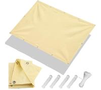 Toile d'ombrage 4.6x5.3m Rectangulaire Imperméable, Voile Pare-Soleil Extérieur Anti-UV 95%, Brise-Vue Fixation Facile avec Œillets pour Pergola, Fenêtre, Balcon, Patio, Terrasse, Jaune