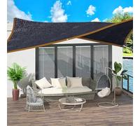 Toile d'ombrage en polyéthylène haute densité résistant à 60 % aux UV avec maille respirante et sangles d'arrimage pour serre, terrasse, balcon, abri d'auto (noir, 6 x 7 m)