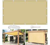Toile D'ombrage Imperméable Rectangulaire 3.8x4M Voile Ombrage Filet D'ombrage Bâche Ombrage Polyester Protection UV Solaire pour Jardin Balcons Terrasse Pergola avec Oeillet Cordon Sable