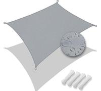 Toile d'ombrage rectangulaire, cordes de fixation incluses, imperméable, protection solaire, résistante aux intempéries et aux UV, pour balcon, jardin, terrasse, 3 x 4 m, gris