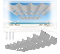 Toile d'ombrage Rétractable 1.3 x 5 m Imperméable, Protection UV, Protection Solaire, Indéchirable, Pergola de Rechange avec Œillets et Corde, pour Jardin Terrasse, Gris Clair