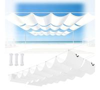 Toile d'ombrage Rétractable 1.8 x 2.6 m Imperméable, Protection UV, Protection Solaire, Indéchirable, Pergola de Rechange avec Œillets et Corde, pour Jardin Terrasse, Blanc