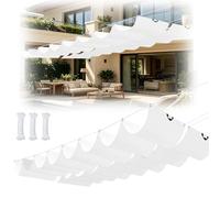 Toile d'ombrage Rétractable 2.7 x 3.9 m Imperméable, Protection UV, Protection Solaire, Indéchirable, Voile d'ombrage Réglable avec Œillets et Corde, pour Patio Extérieur, Blanc