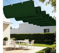 Toile d'ombrage Rétractable 500 x 700 cm Résistant à l'eau Voile d'ombrage Toile Rectangulaire Multi Couleur Taille Toiles pour Patio Balcon Jardin Terrasse Extérieur, Vert Foncé